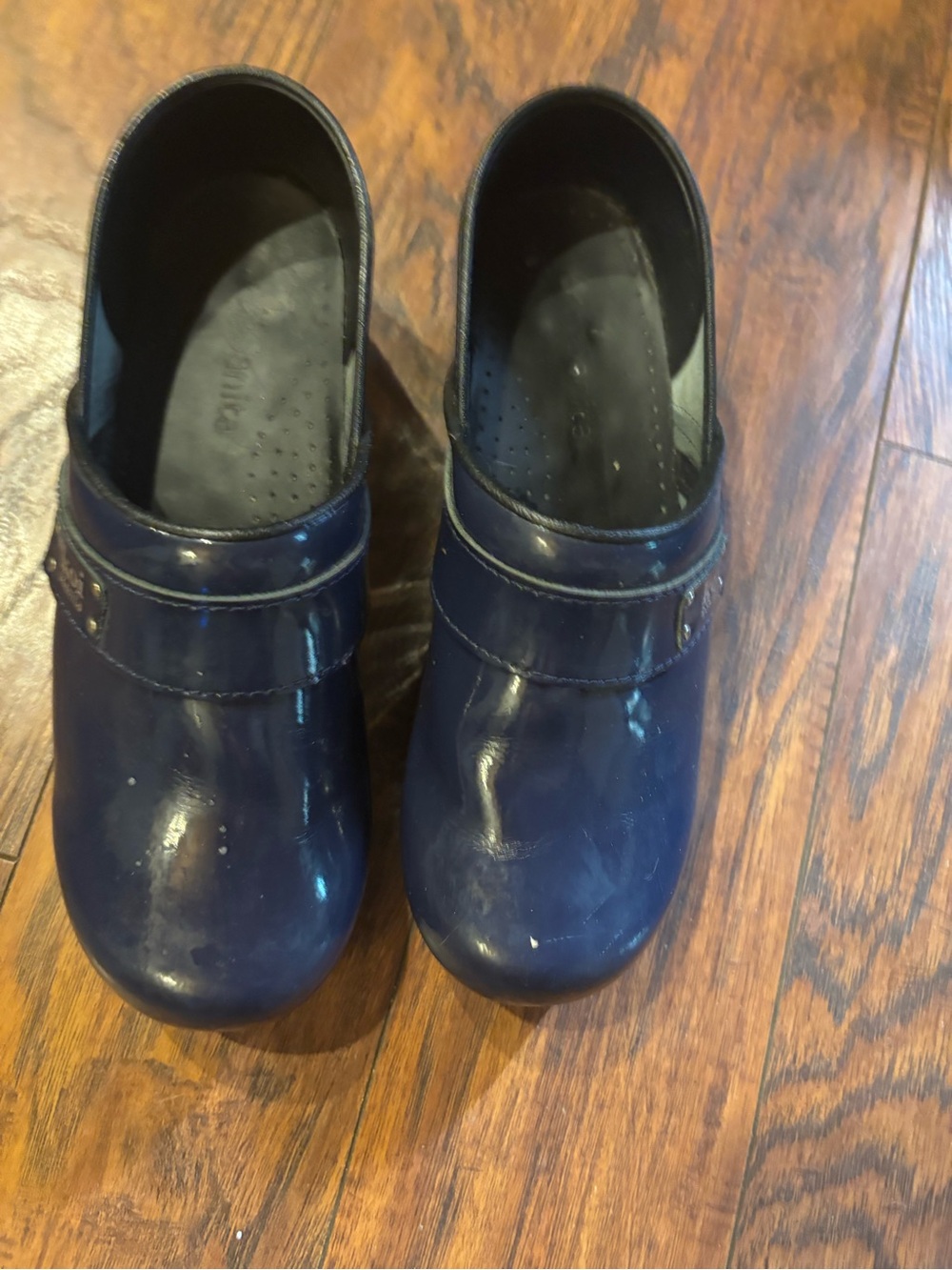 Sanita Navy Patent Leather Women’s Slip-On Clogs